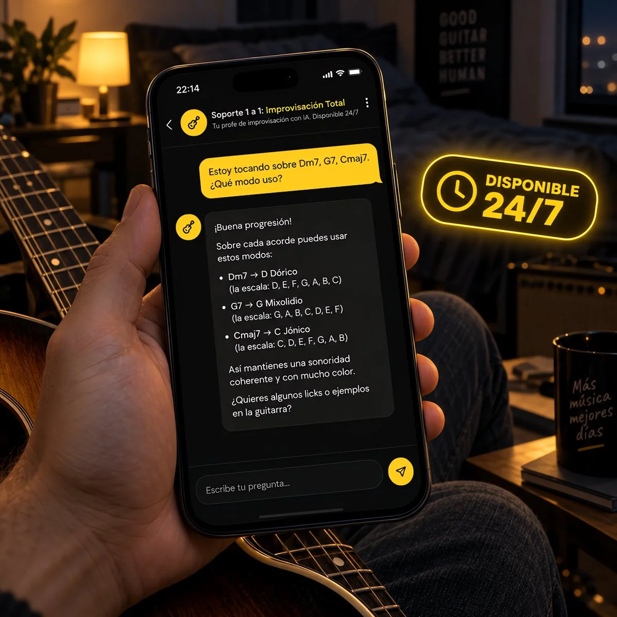 Tu profe de improvisación con IA, disponible 24/7, en el celular