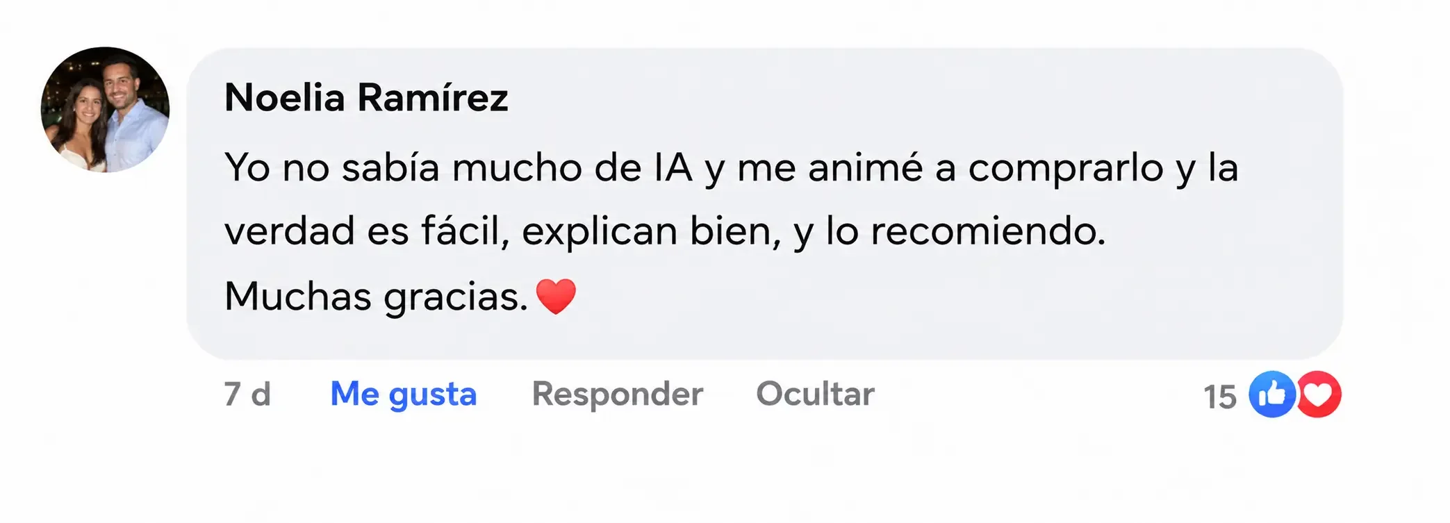 Testimonio de alumno del curso