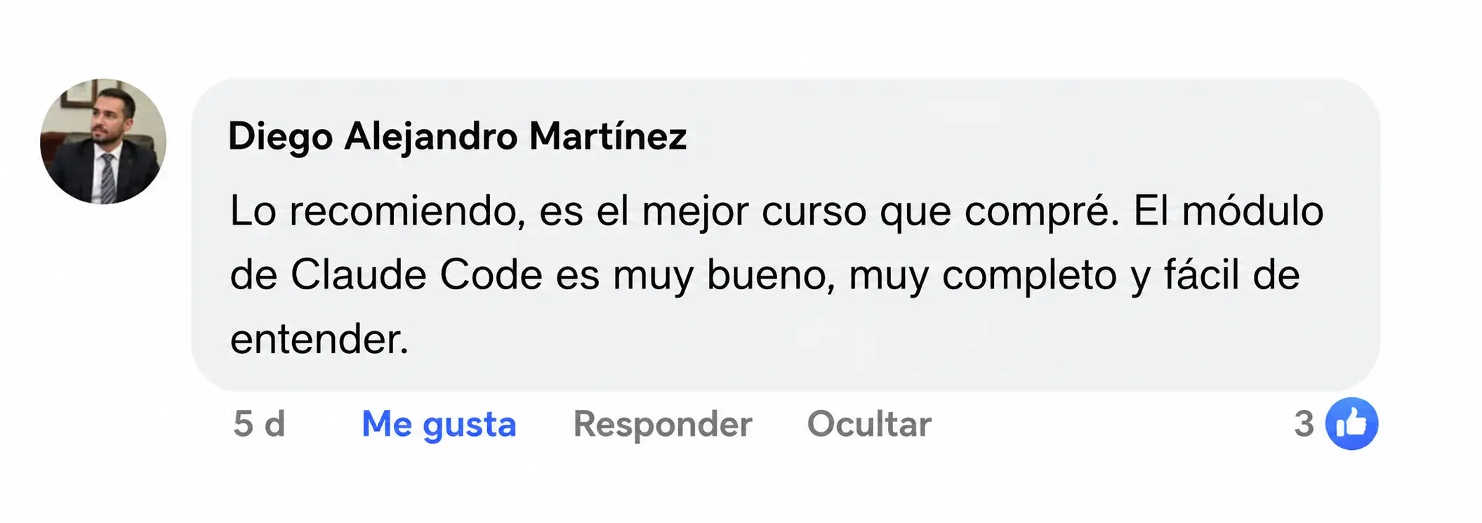 Testimonio de alumno del curso
