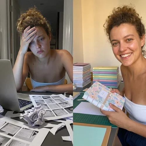 Before and after: from design frustration to finished handmade agendas