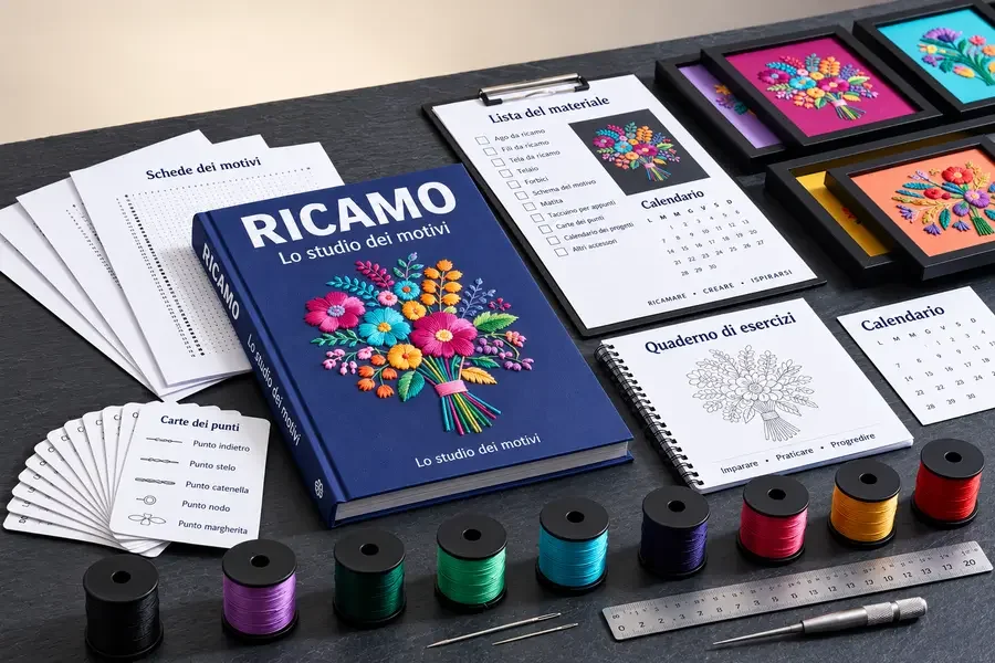 PINHOLE™ — tutto il contenuto: fogli degli schemi, carte dei punti, quaderno e lavori finiti