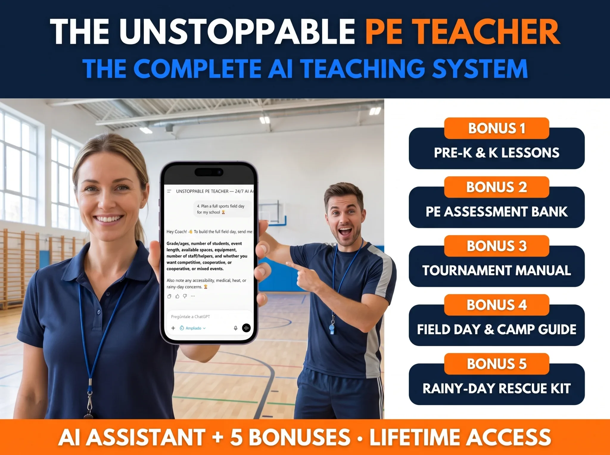 The Unstoppable PE Teacher — complete AI teaching system with 5 bonuses