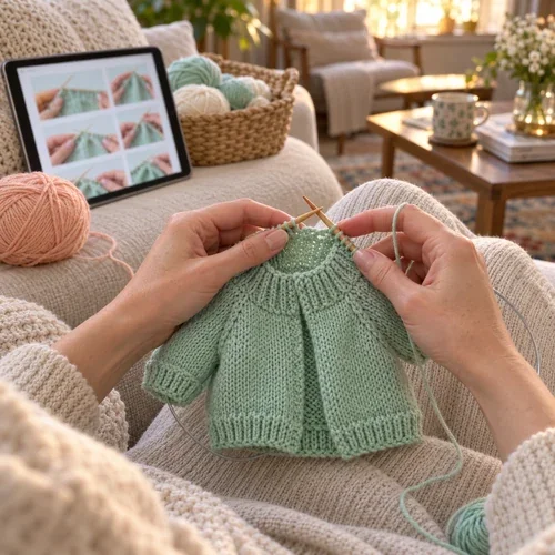 Step 3: knit along with the step-by-step photos