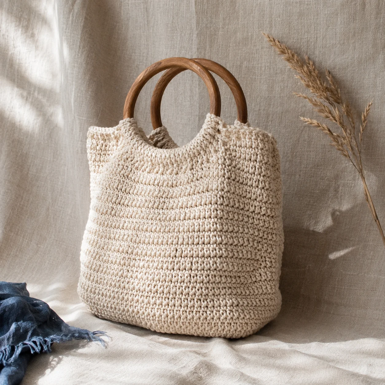 Hand-crochet beach tote