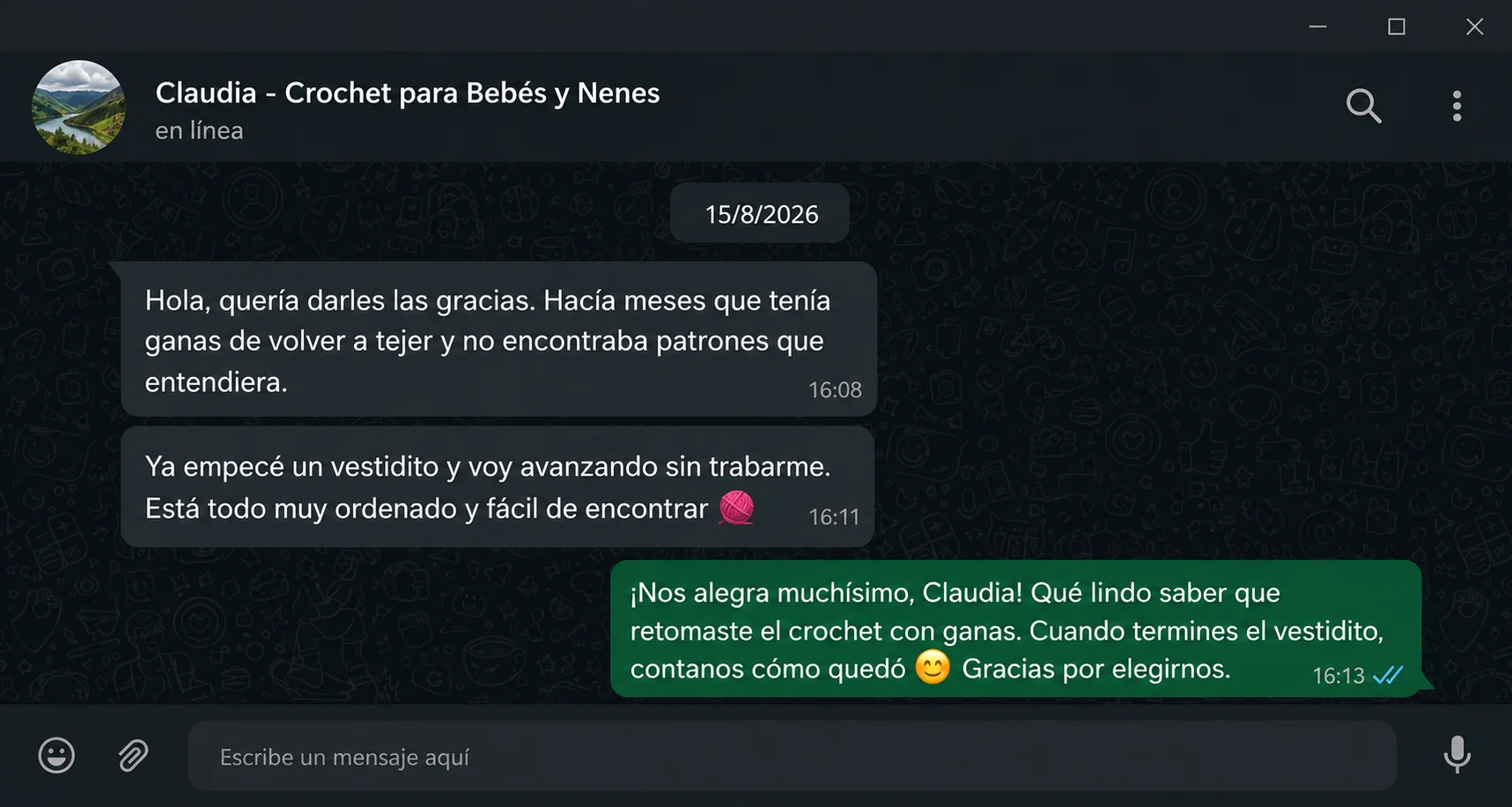 Testimonio real de Claudia por WhatsApp